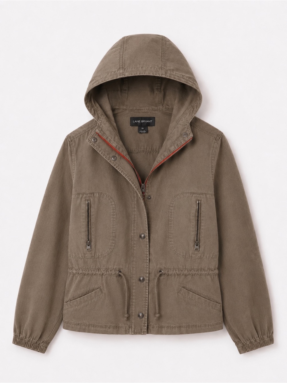 Lane Bryant Hooded Utility Jacket - Taupe Brown